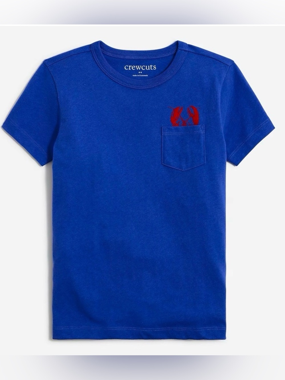 Crewcuts Royal Blue Short Sleeve Tee with Red Lobster Pocket Detail